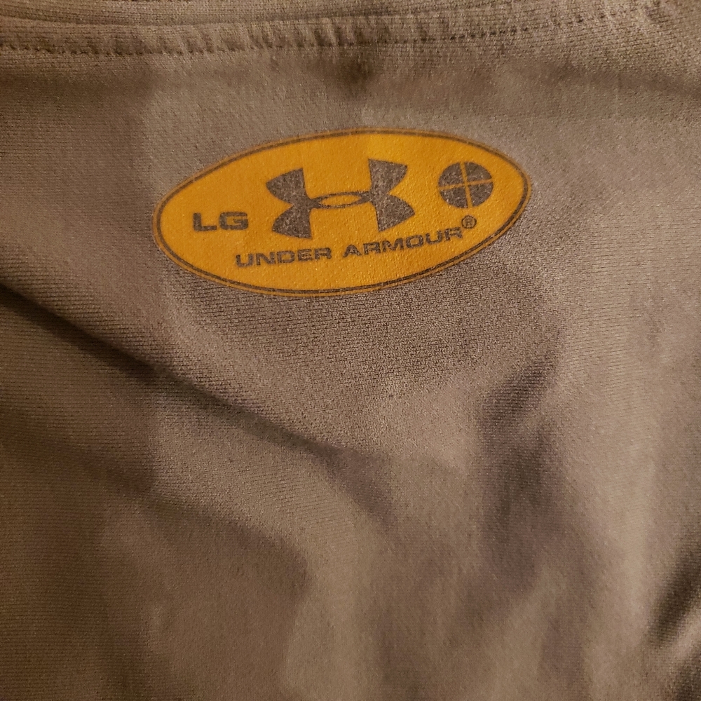Under Armour Olive Long Sleeve Shirt with Yellow Logo - Picture 4 of 5